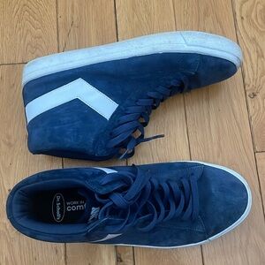 Pony Retro Classic Blue Suede High Top Sneakers Shoes mens  Size 11